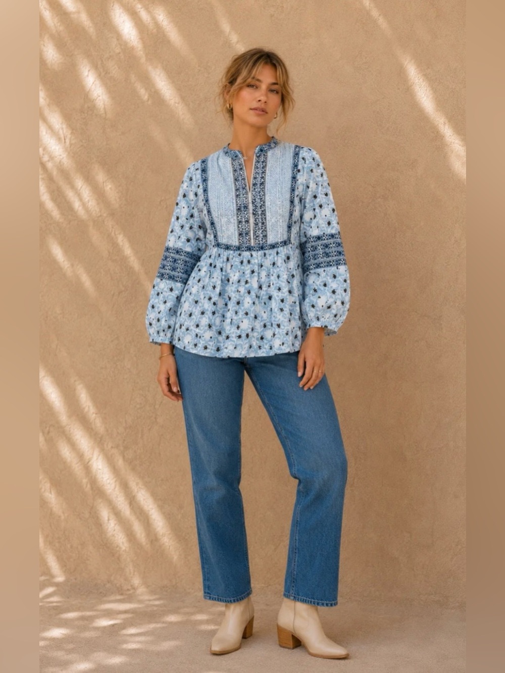Azure and Indigo Orchid Blouse // Blue // Medium